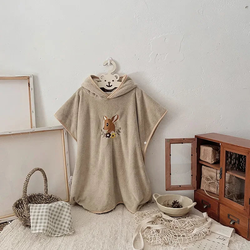 Baby Hooded Bath Towel — Coral Fleece Cartoon Robe