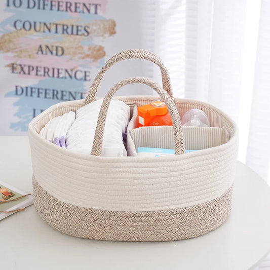 Cotton Rope Diaper Caddy — Portable Baby Storage Organizer