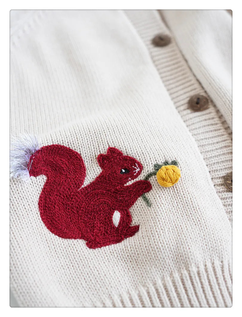 Cartoon Embroidery Knit — Cotton Cardigan