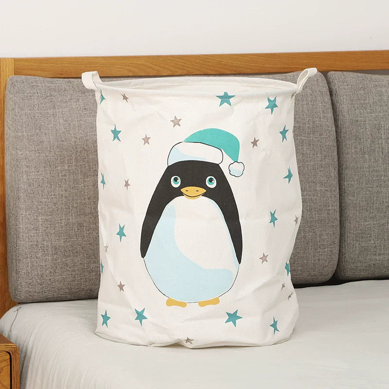 Large Canvas Storage Basket — Cartoon Animal Design