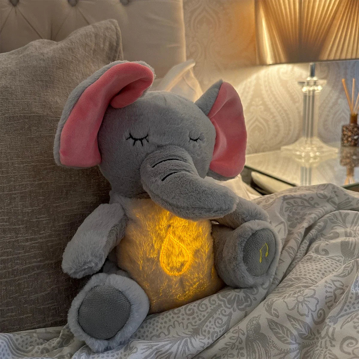 Breathing Soothing Elephant Plush Toy – Music, Light & 4 Modes