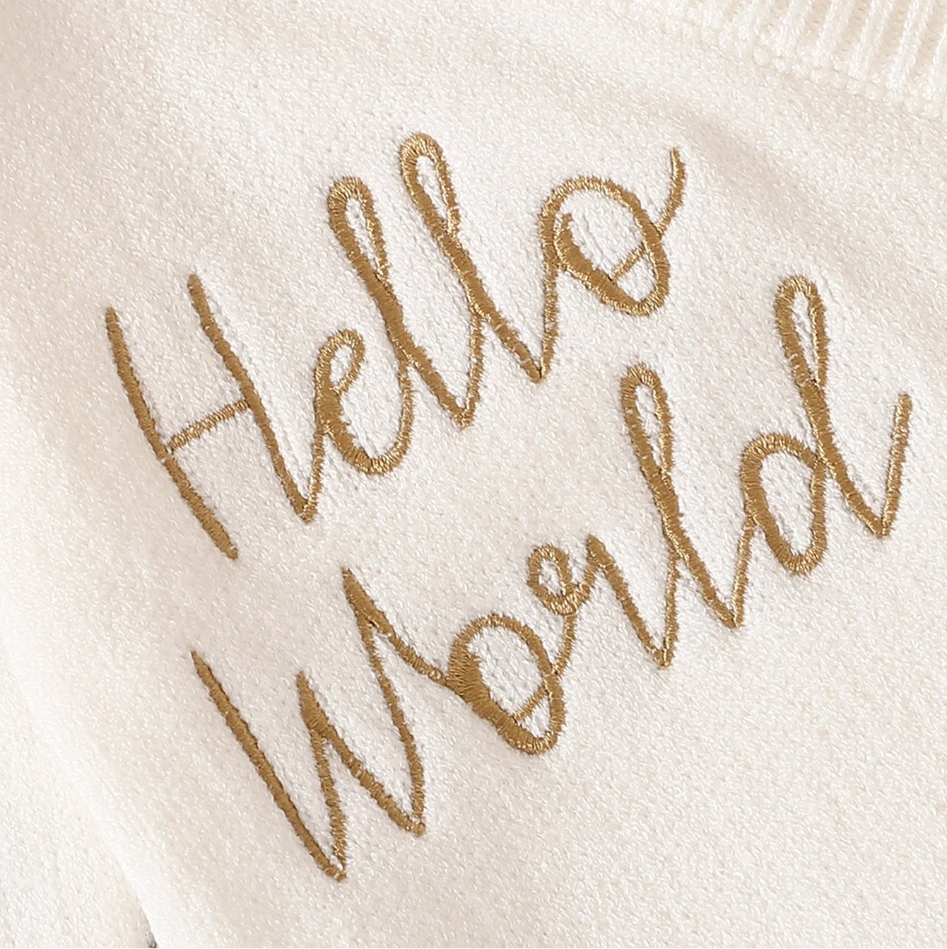 Hello World Romper — Embroidered Cotton