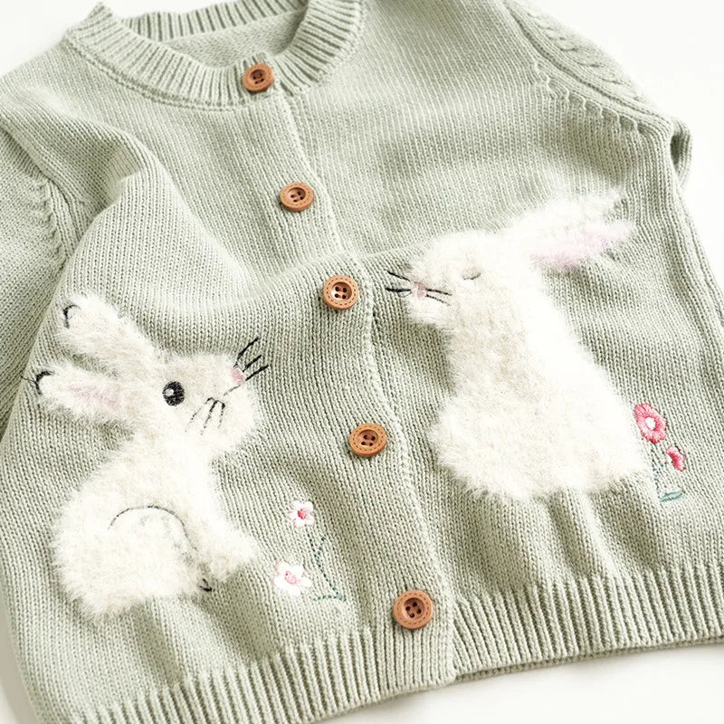 Cartoon Embroidery Knit — Cotton Cardigan