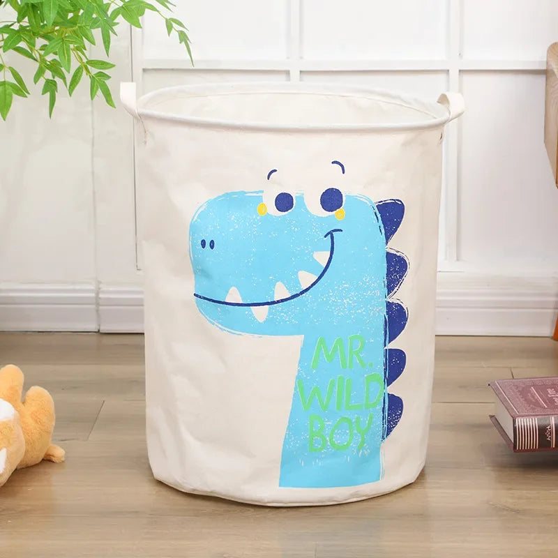 Large Canvas Storage Basket — Cartoon Animal Design