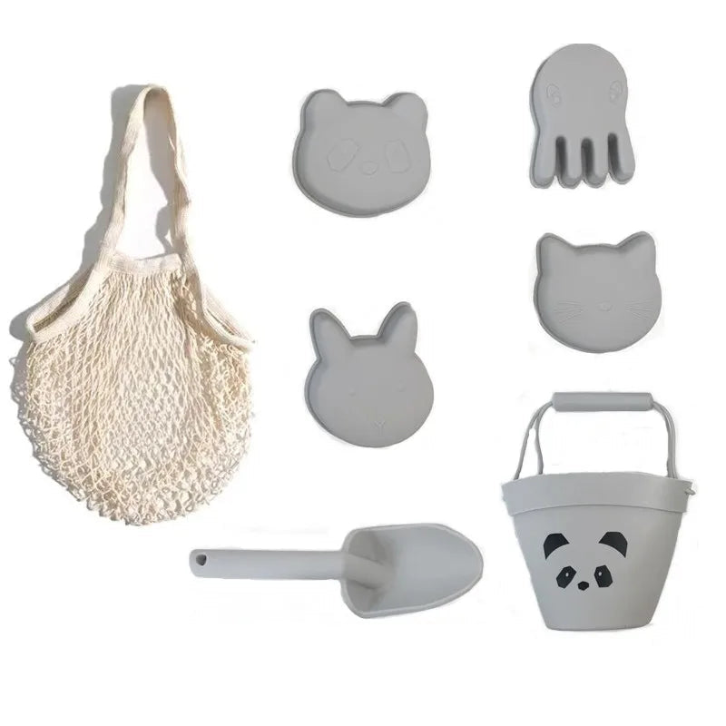 Silicone Beach Toy Set - Bucket, Shovel & Moulds