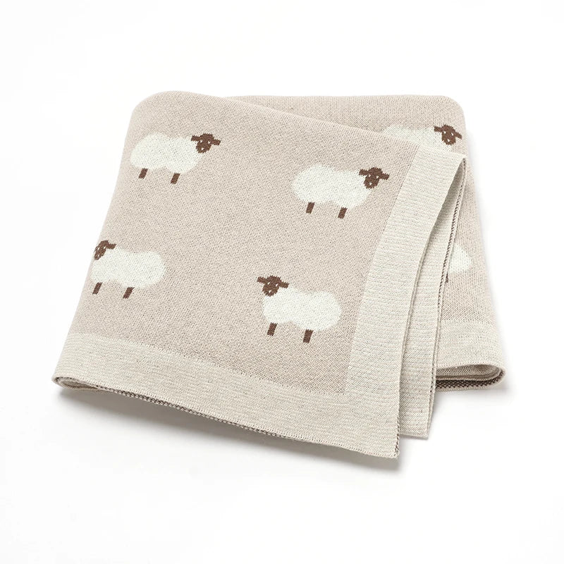 Cotton Knit Baby Blanket — Cartoon Swaddle Wrap