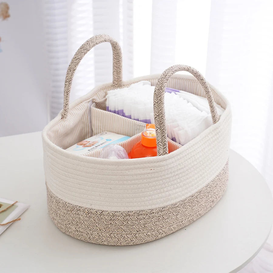 Cotton Rope Diaper Caddy — Portable Baby Storage Organizer