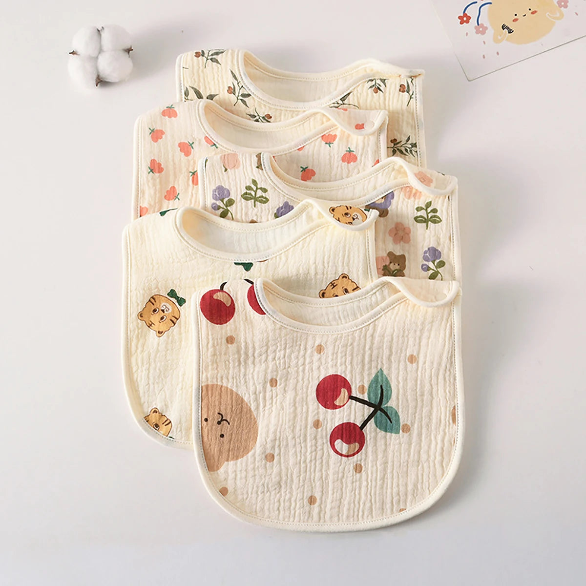 6-Layer Cotton Gauze Baby Bib — U-Shaped