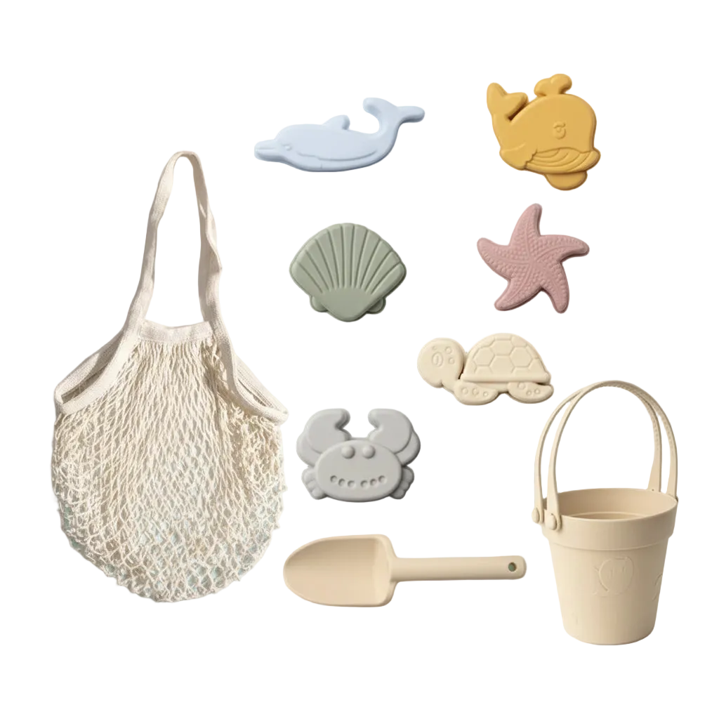 Silicone Beach Toy Set - Bucket, Shovel & Moulds
