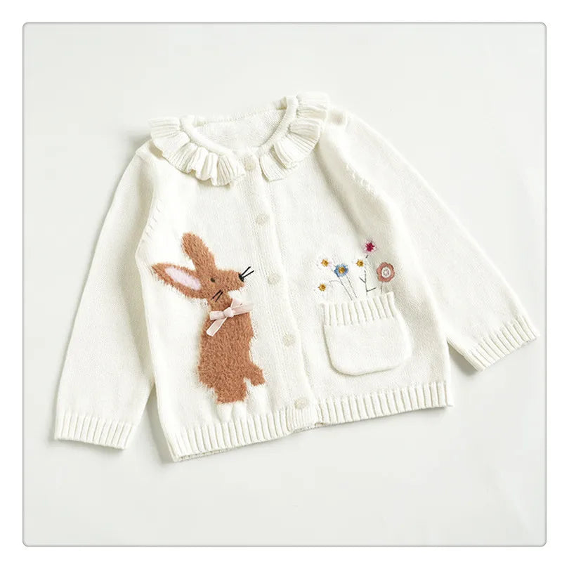 Cartoon Embroidery Knit — Cotton Cardigan