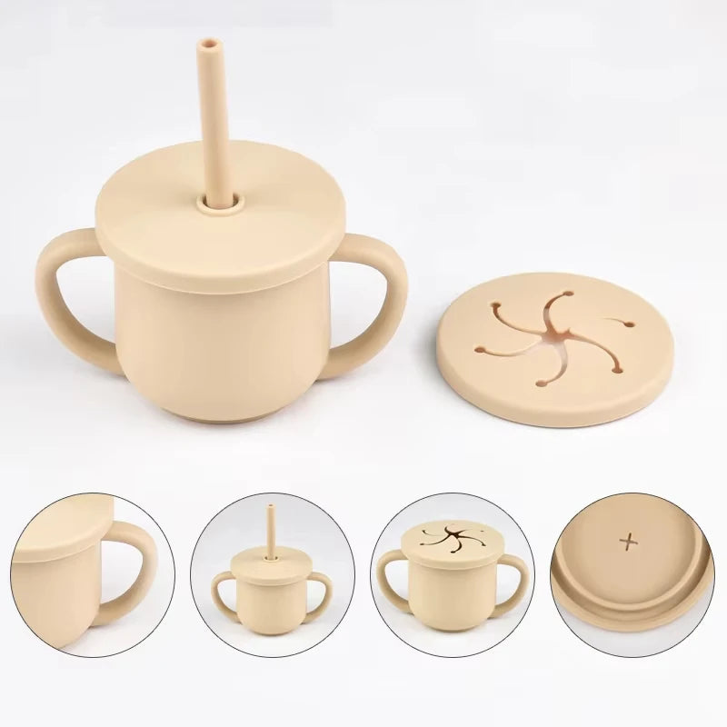 2-in-1 Silicone Straw Cup - Snack & Drink