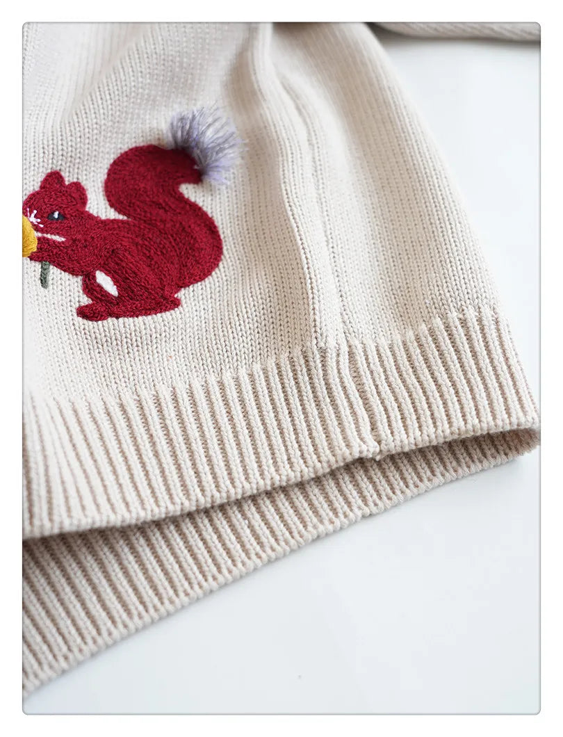 Cartoon Embroidery Knit — Cotton Cardigan