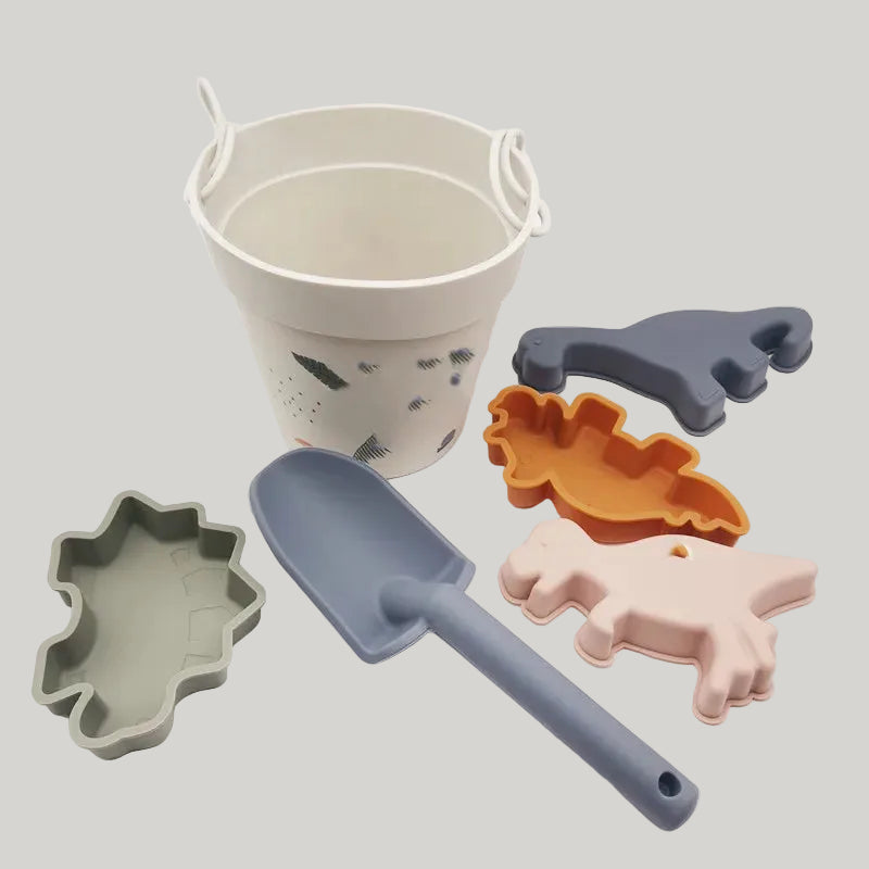 Silicone Beach Toy Set - Bucket, Shovel & Moulds