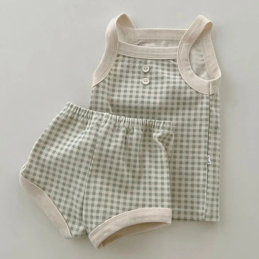 Baby Summer Set — Sleeveless Cotton Vest & Shorts