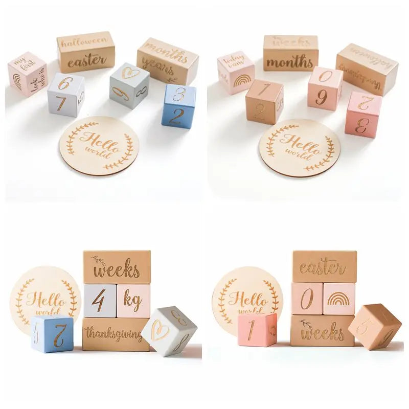 Wooden Baby Milestone Blocks - Memory Set
