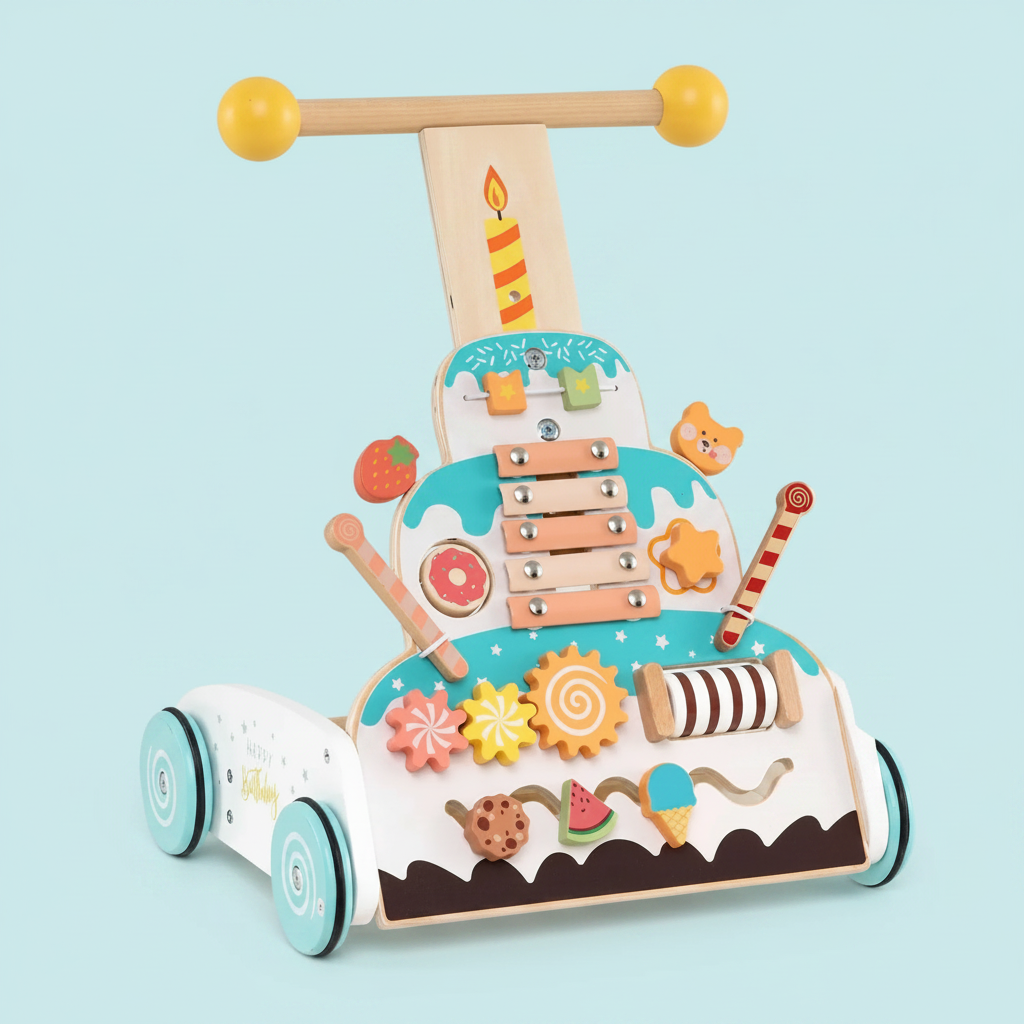 Wooden Baby Walker — Activity & Music Centre