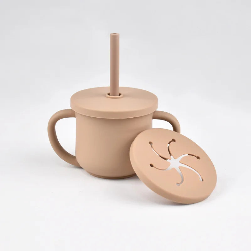 2-in-1 Silicone Straw Cup - Snack & Drink