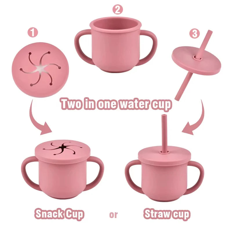 2-in-1 Silicone Straw Cup - Snack & Drink