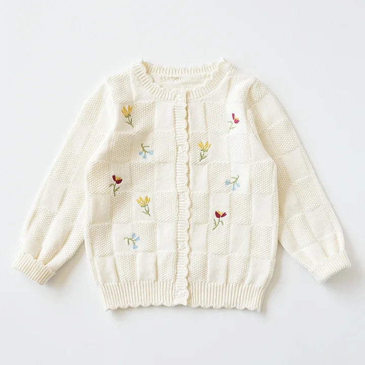Cartoon Embroidery Knit — Cotton Cardigan