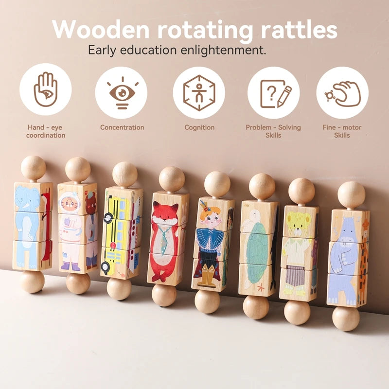 Montessori Rotating Animal Puzzle — Wooden Toy