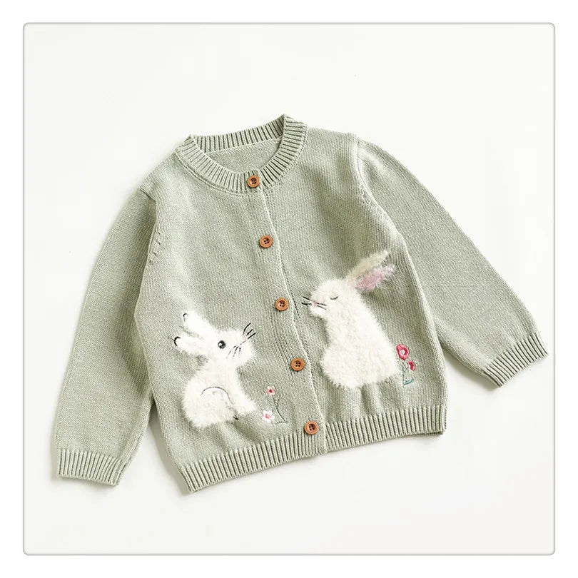 Cartoon Embroidery Knit — Cotton Cardigan