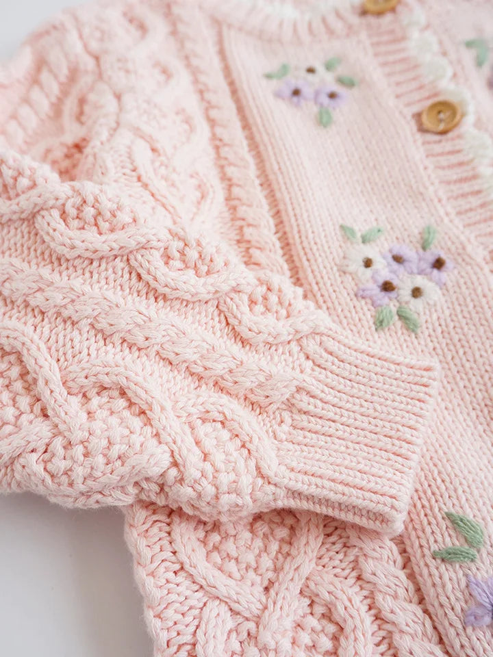 Cartoon Embroidery Knit — Cotton Cardigan