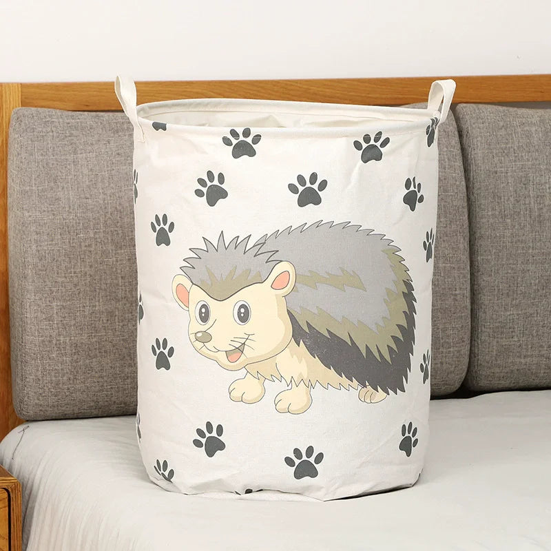 Large Canvas Storage Basket — Cartoon Animal Design
