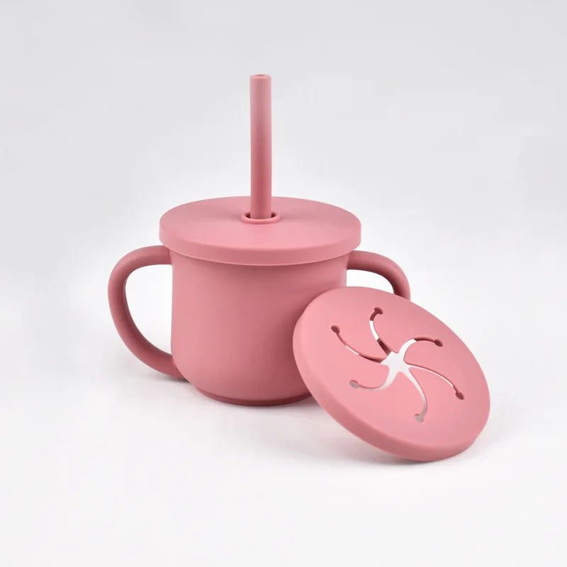 2-in-1 Silicone Straw Cup - Snack & Drink