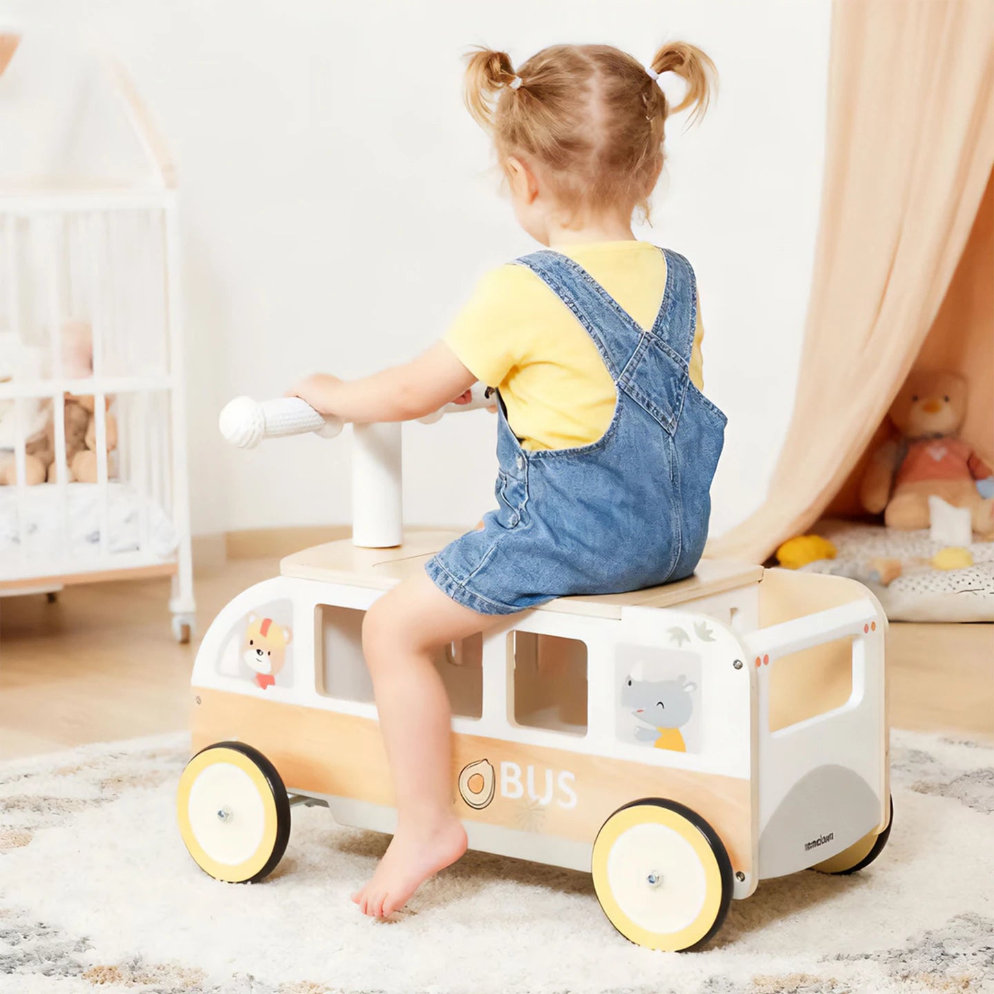 Montessori Bus Rider — Wooden Ride-On Toy