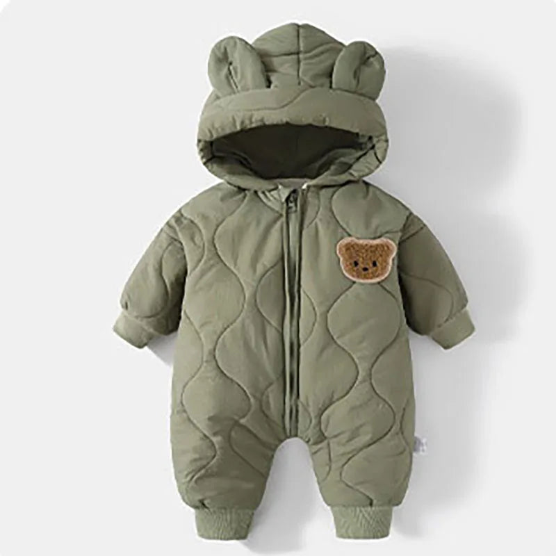 Winter Bear Romper – Quilted Hooded Jumpsuit