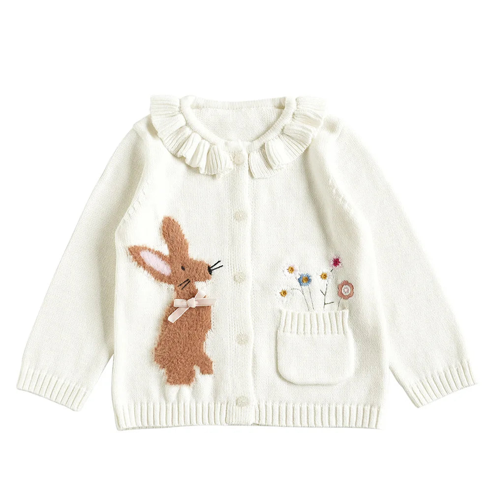 Cartoon Embroidery Knit — Cotton Cardigan
