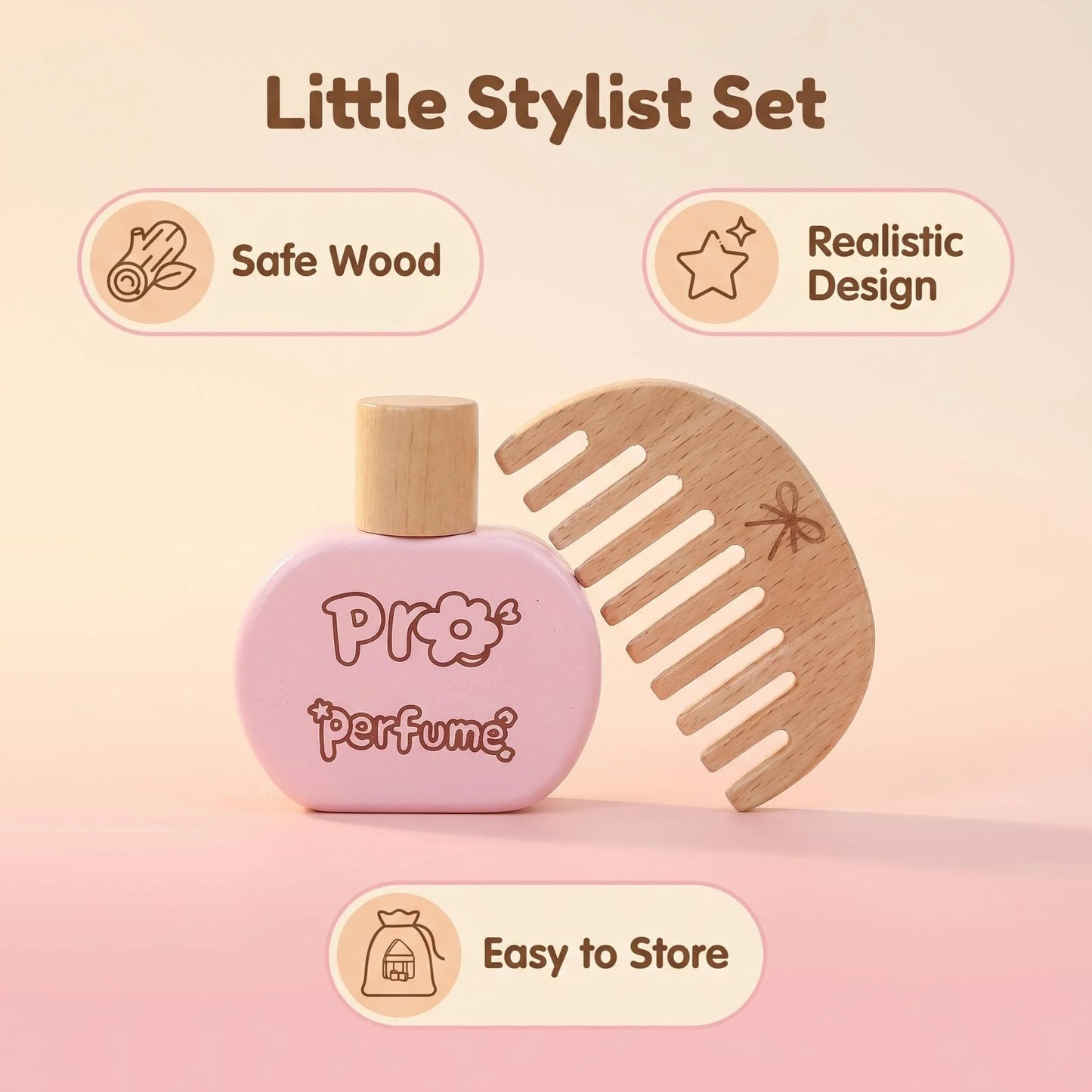 Montessori Makeup Toy Set — Wooden Role Play Gift