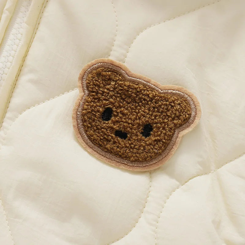 Winter Bear Romper – Quilted Hooded Jumpsuit