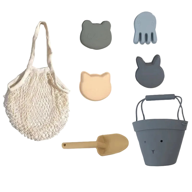 Silicone Beach Toy Set - Bucket, Shovel & Moulds