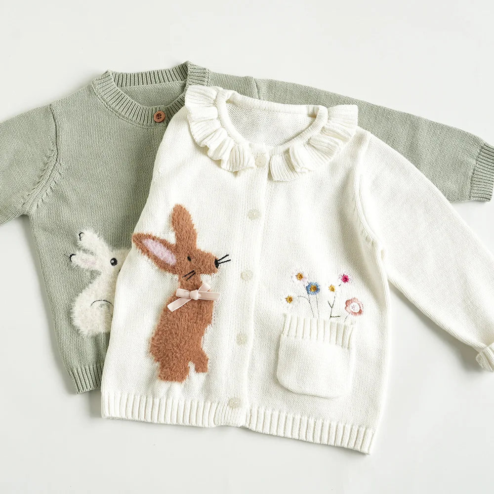 Cartoon Embroidery Knit — Cotton Cardigan