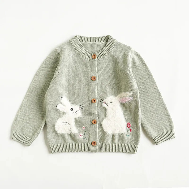 Cartoon Embroidery Knit — Cotton Cardigan