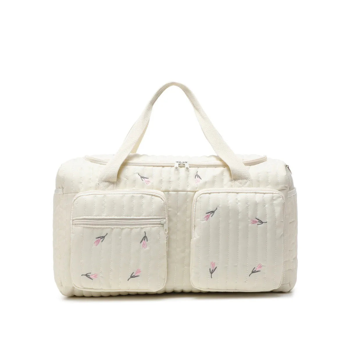 Baby Diaper Bag with Bear Embroidery — Cotton Multi-Pocket