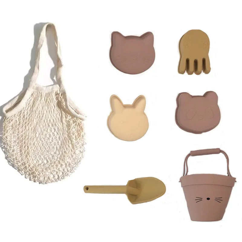 Silicone Beach Toy Set - Bucket, Shovel & Moulds