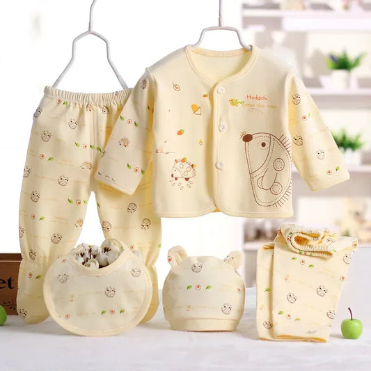 5-Piece Newborn Cotton Clothing Set — Animal Design