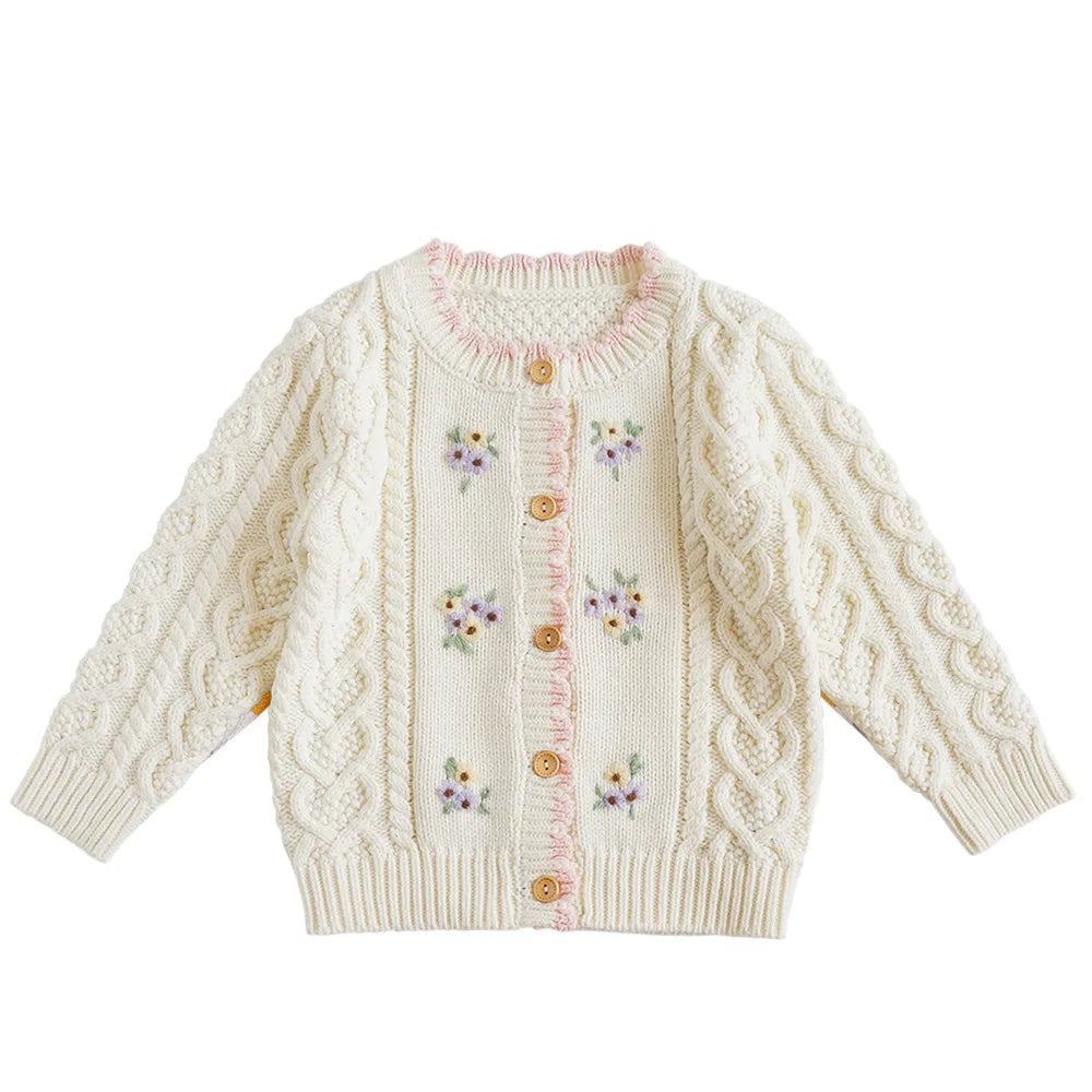 Cartoon Embroidery Knit — Cotton Cardigan