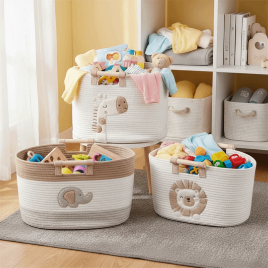 Woven Cotton Storage Basket — Animal Design