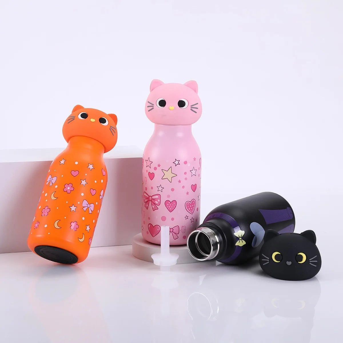 Cat Thermos Bottle — Detachable Straw Design