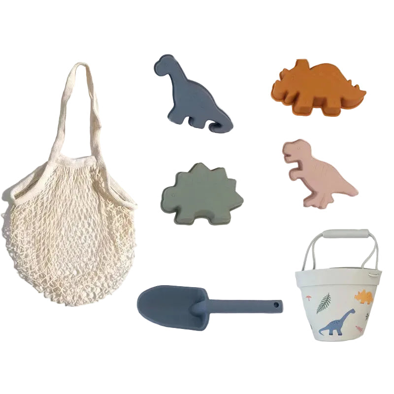 Silicone Beach Toy Set - Bucket, Shovel & Moulds