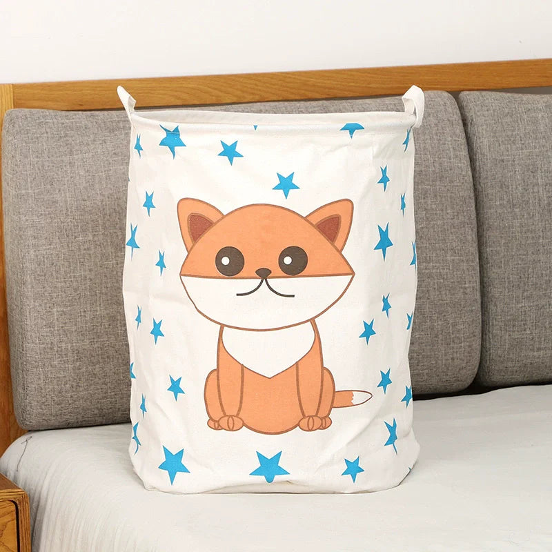 Large Canvas Storage Basket — Cartoon Animal Design