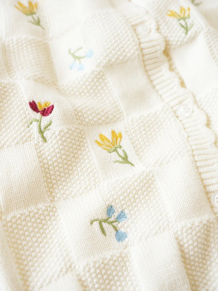 Cartoon Embroidery Knit — Cotton Cardigan