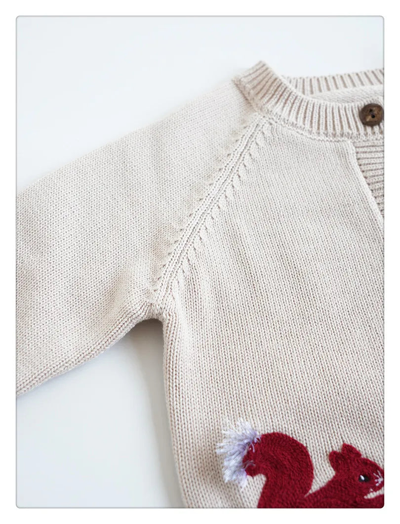 Cartoon Embroidery Knit — Cotton Cardigan