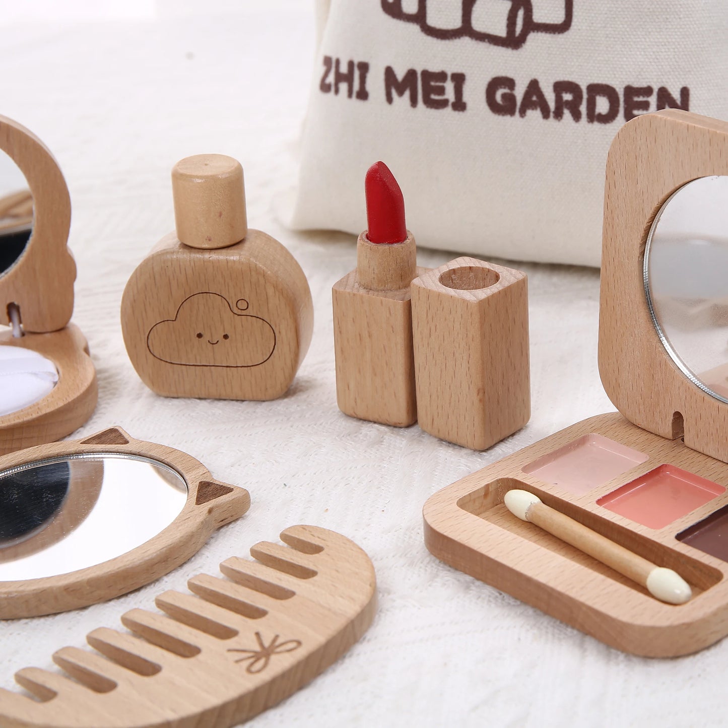Montessori Makeup Toy Set — Wooden Role Play Gift