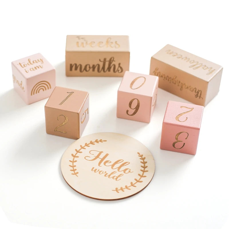 Wooden Baby Milestone Blocks - Memory Set