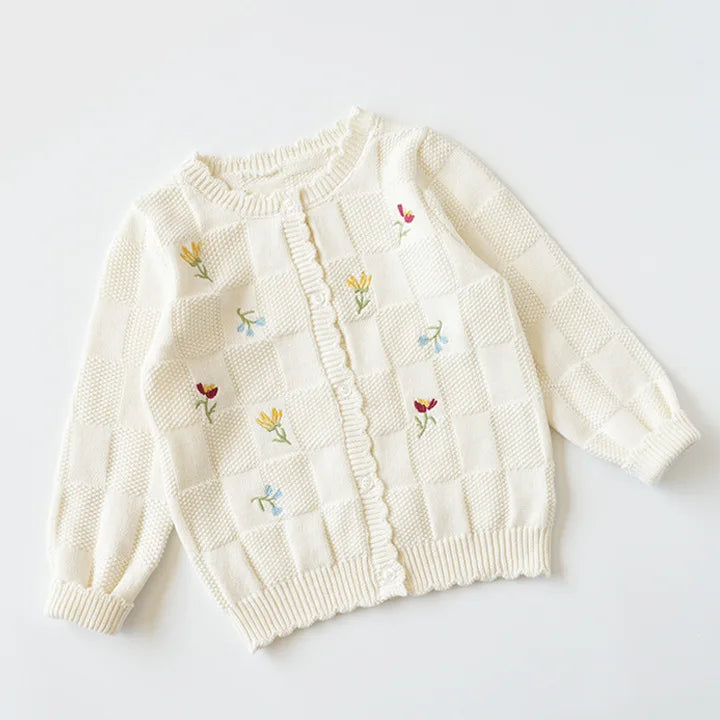 Cartoon Embroidery Knit — Cotton Cardigan