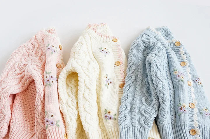 Cartoon Embroidery Knit — Cotton Cardigan
